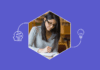 How to Teach Essay Writing in Secondary ELA Essay writing illustration with a brain icon, light icon and a woman writing on a paper